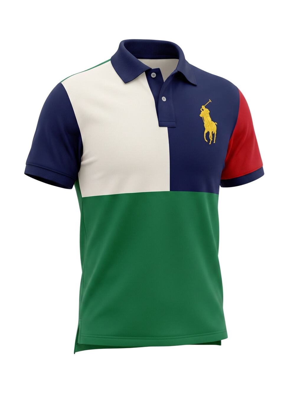 POLO RALPH LAUREN Boy’s L Preppy Colorblock Big Pony Colorful Cotton Polo Shirt